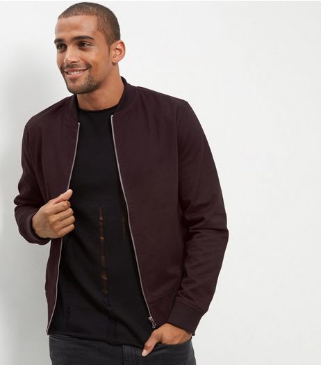 Bugundy Cotton Bomber Jacket | New Look