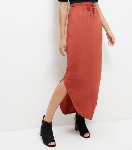 JDY Rust Split Side Maxi Skirt | New Look