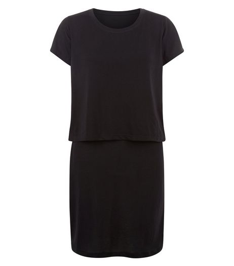 JDY Black Layered Short Sleeve Dress | New Look