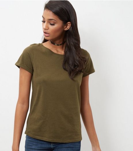 JDY Olive Short Sleeve Top | New Look