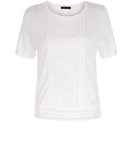Cream Crochet Trim T-Shirt | New Look