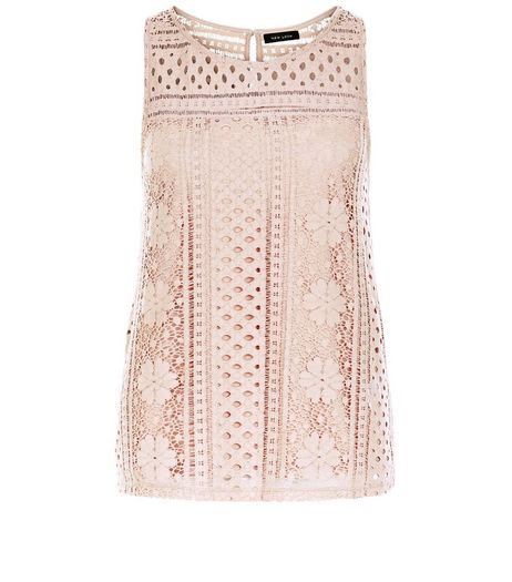 Mid Pink Lace Overlay Sleeveless Top | New Look