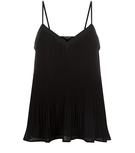 Tall Black Chiffon Pleated Cami | New Look