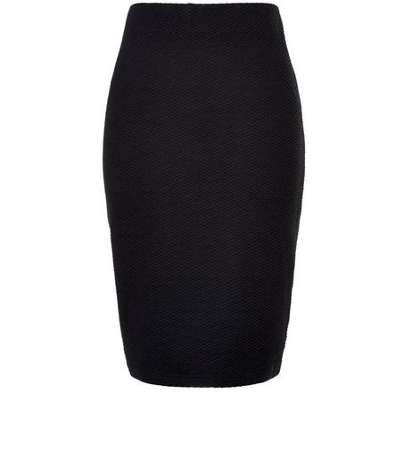 Petite Black Textured Pencil Skirt | New Look