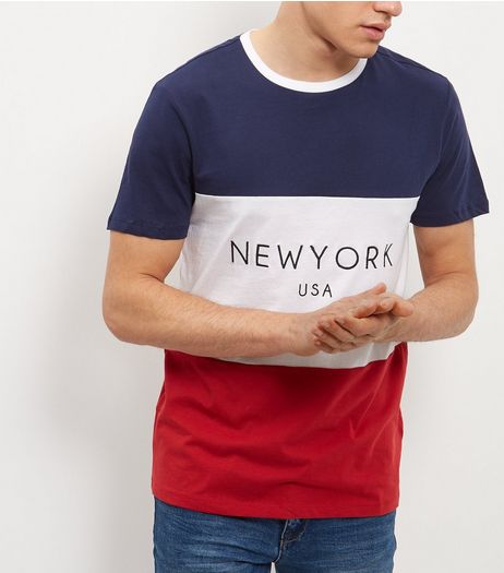 Navy New York Colour Block T-Shirt | New Look