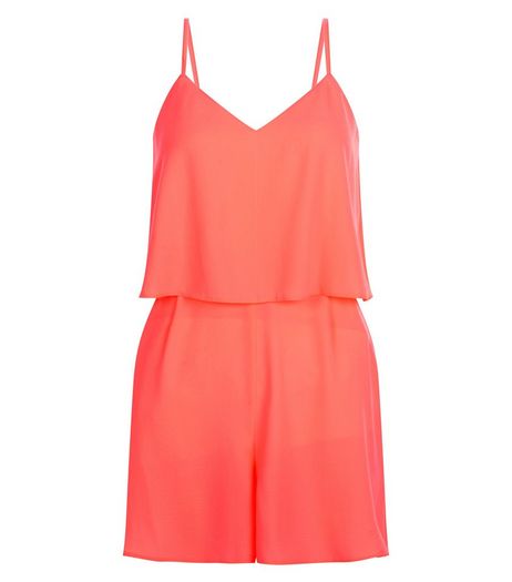Coral Strappy Layered Playsuit | New Look
