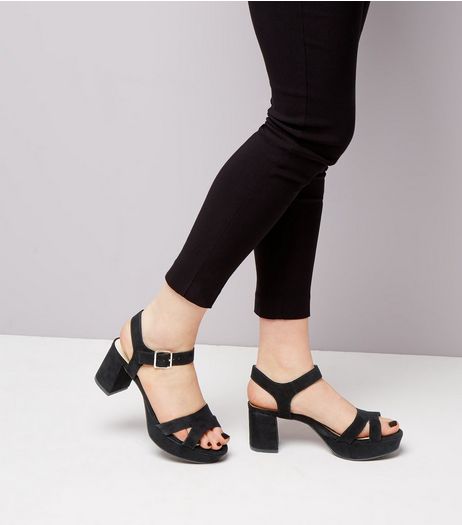 Teens Black Suedette Platform Heels | New Look