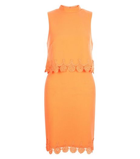 Coral Crochet Trim Layered Dress | New Look
