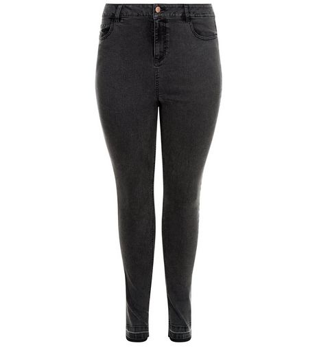 Curves Black Drop Hem Skinny Jeans | New Look