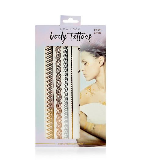 Gold Metallic Foil Body Tattoos | New Look