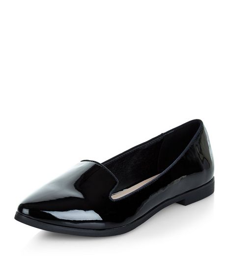 Teens Black Pointed Patent Loafers | New Look