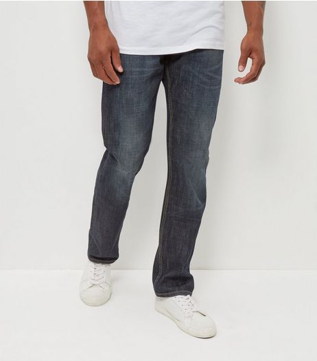Navy Washed Straight Leg Jeans | New Look