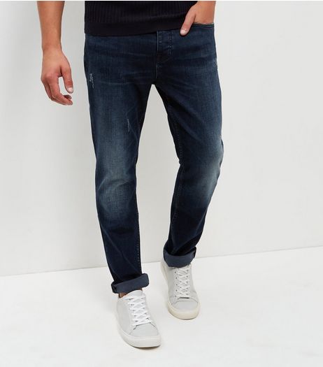 Blue Black Washed Slim Jeans | New Look