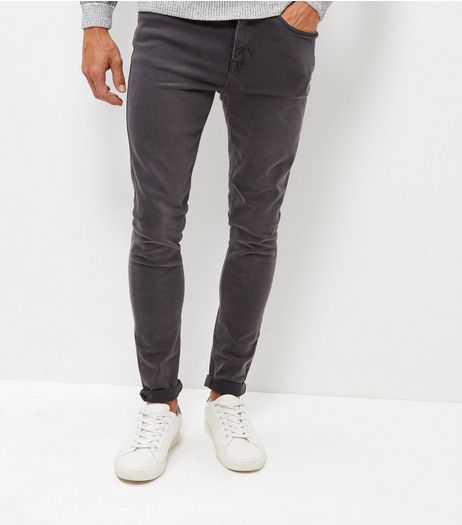 Dark Grey Washed Super Skinny Jeans | New Look