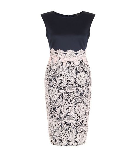 AX Paris Navy Lace Skirt Midi Dress | New Look