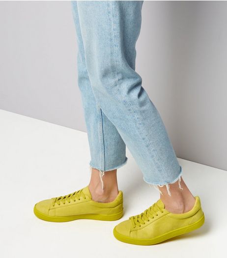 Lime Green Suedette Trainers | New Look