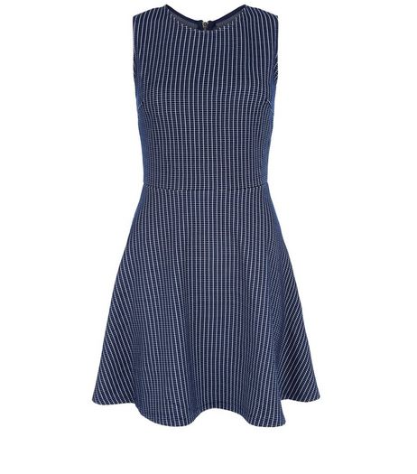 Blue Vanilla Navy Check Skater Dress | New Look