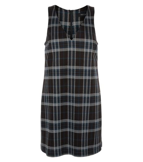 Green Check V Neck Tunic Dress | New Look