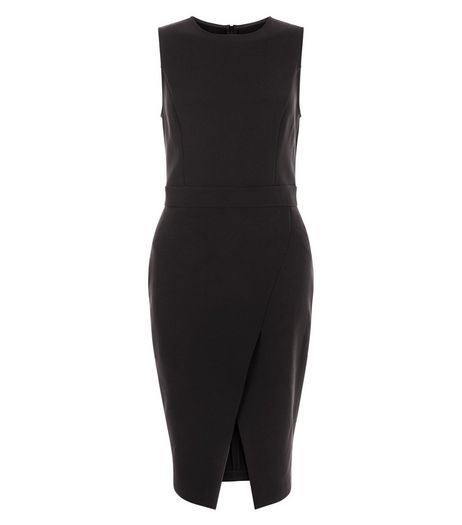 Black Crepe Wrap Front Midi Dress | New Look