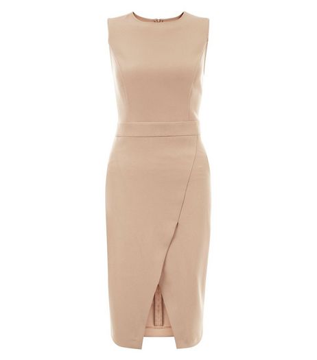 Camel Crepe Wrap Front Midi Dress | New Look