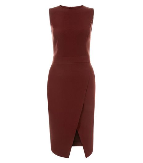 Burgundy Crepe Wrap Front Midi Dress | New Look