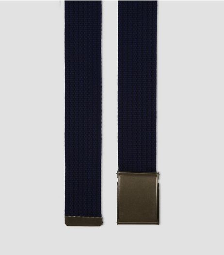 Navy Webbing Textured Belt | New Look