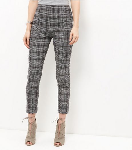 Black Check Slim Leg Trousers | New Look