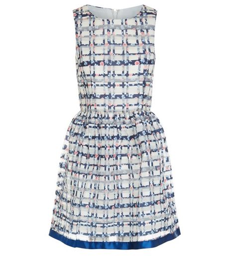 Blue Vanilla Blue Floral Check Mesh Skater Dress | New Look