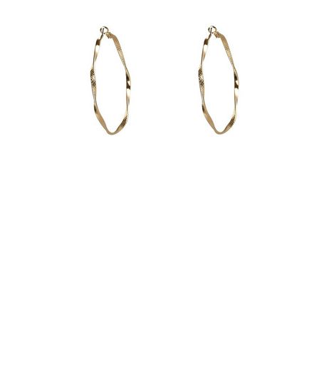 Gold Textured Twist Hoop Earrings | New Look