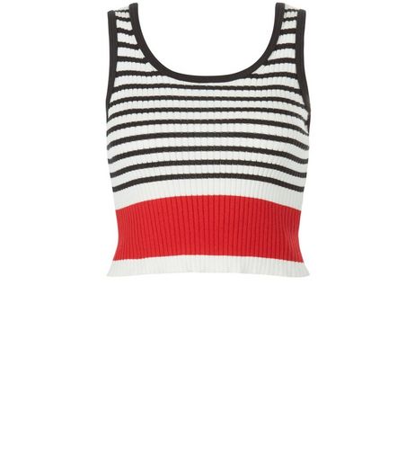 White Ribbed Stripe Crop Top | New Look