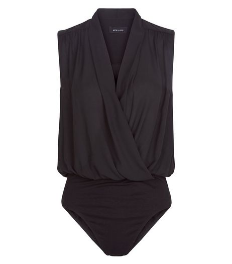 Black Wrap Sleeveless Bodysuit | New Look
