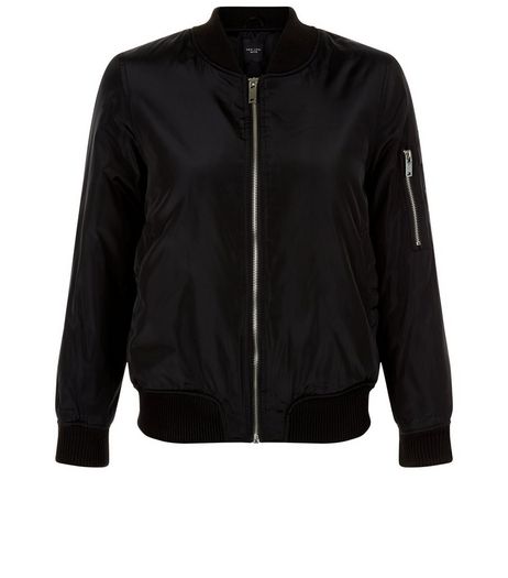 Petite Black Bomber Jacket | New Look