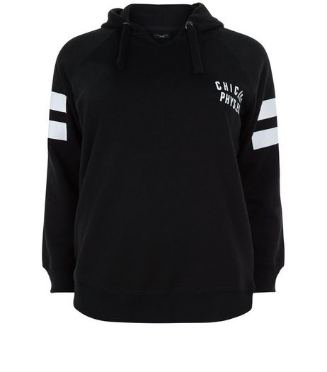Curve Black Double Stripe Sleeve Hoodie | New Look