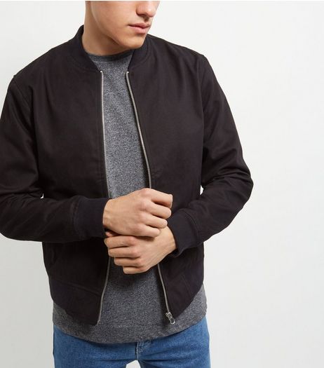 Black Cotton Bomber Jacket | New Look