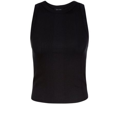 Black Ribbed Sleeveless Top | New Look