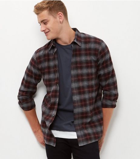 Grey Check Long Sleeve Shirt | New Look