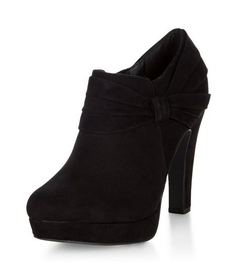 Black Comfort Suedette Bow Side Shoe Boots | New Look