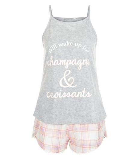 Pink Champagne & Croissants Print Pyjama Set | New Look