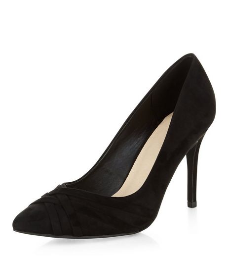 Black Comfort Suedette Strappy Pointed Heels | New Look