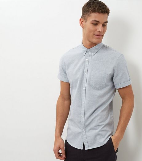Blue Polka Dot Single Pocket Short Sleeve Shirt | New Look