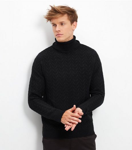 Black Longline Turtle Neck Jumper | New Look