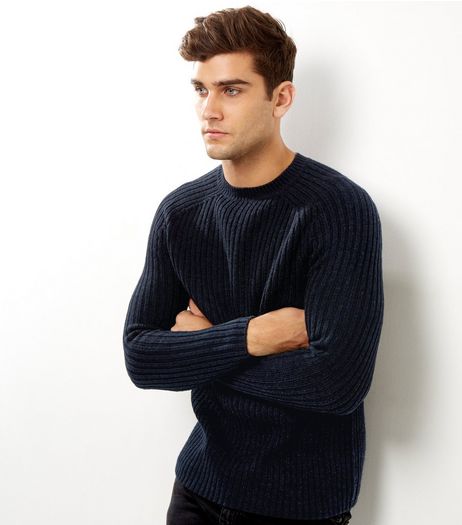 Navy Ribbed Jumper | New Look