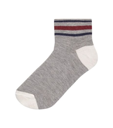 Grey Stripe Trim Socks | New Look