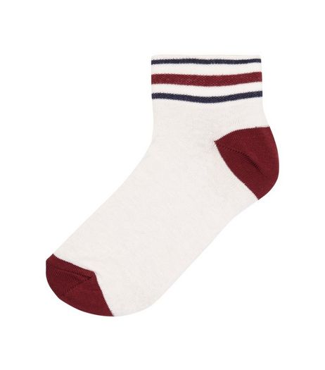 Cream Stripe Trim Socks | New Look