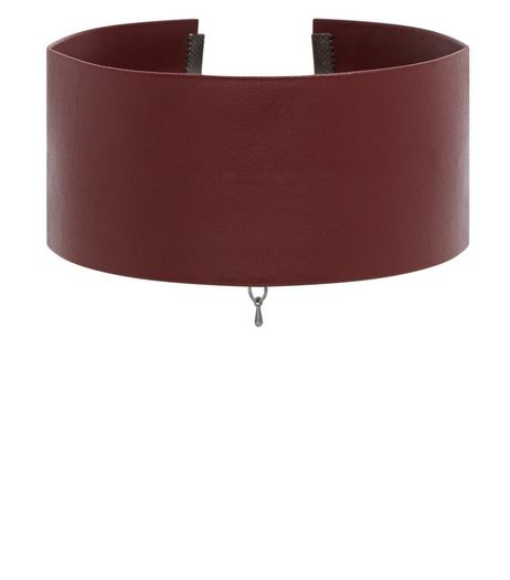 Burgundy Leather-Look Wide Choker | New Look