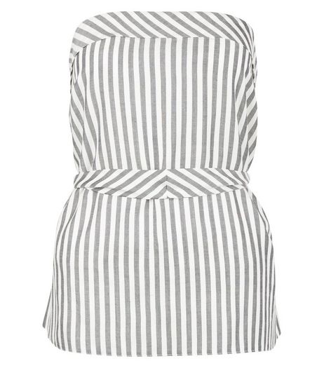 White Stripe Belted Bandeau Top | New Look