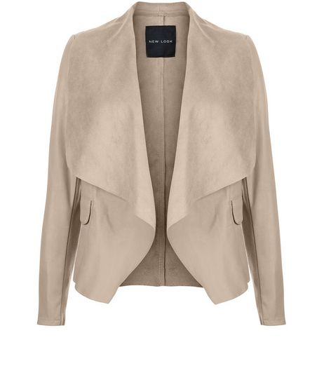 Mink Leather-Look Contrast Waterfall Jacket | New Look