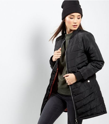 Brave Soul Black Quilted Longline Jacket | New Look