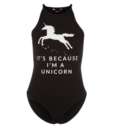 Teens Black Unicorn Print Bodysuit | New Look