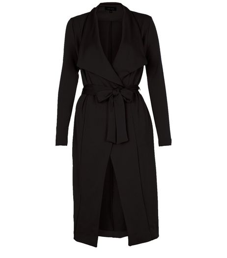 Black Split Side Waterfall Coat | New Look